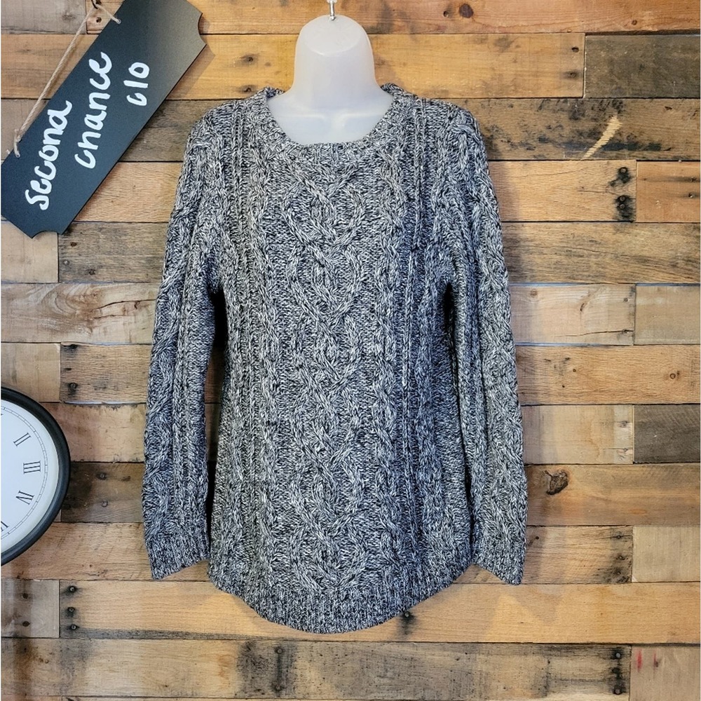 SALE-J. Jill women's heavy dark blue cable knit sweater size medium petite